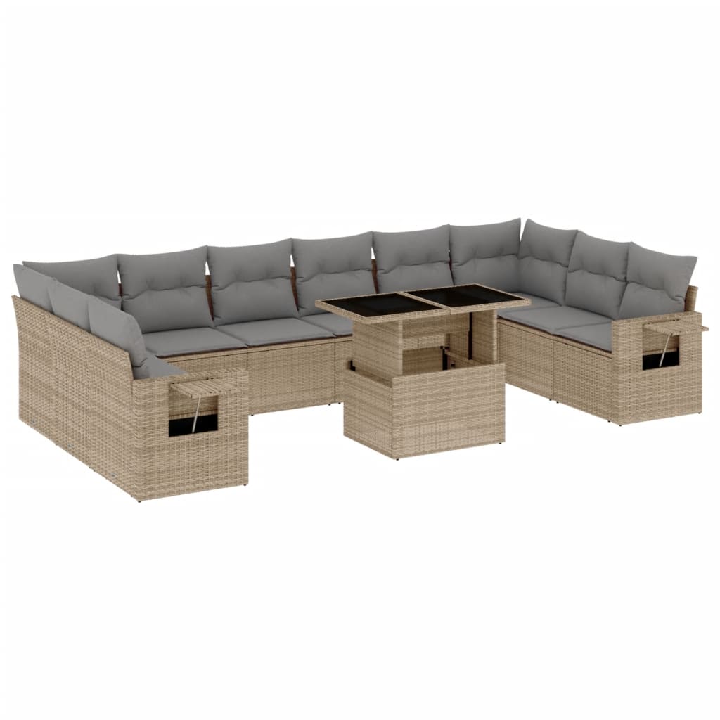 11-delige Tuinset met kussens poly rattan beige is nu te koop bij PeponiXL, paradijselijk wonen!