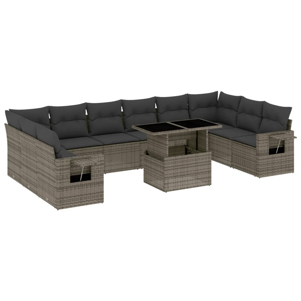 11-delige Loungeset met kussens poly rattan grijs is nu te koop bij PeponiXL, paradijselijk wonen!