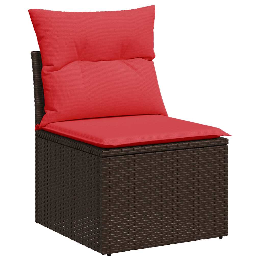 11-delige tuinbankset met kussens, bruin polyrotan is nu te koop bij PeponiXL, paradijselijk wonen!