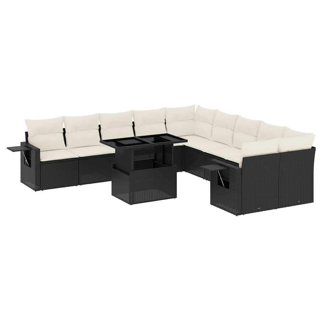 11-delige Loungeset met kussens poly rattan zwart is nu te koop bij PeponiXL, paradijselijk wonen!