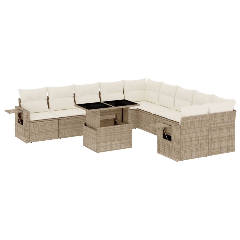 11-delige Tuinset met kussens poly rattan beige is nu te koop bij PeponiXL, paradijselijk wonen!
