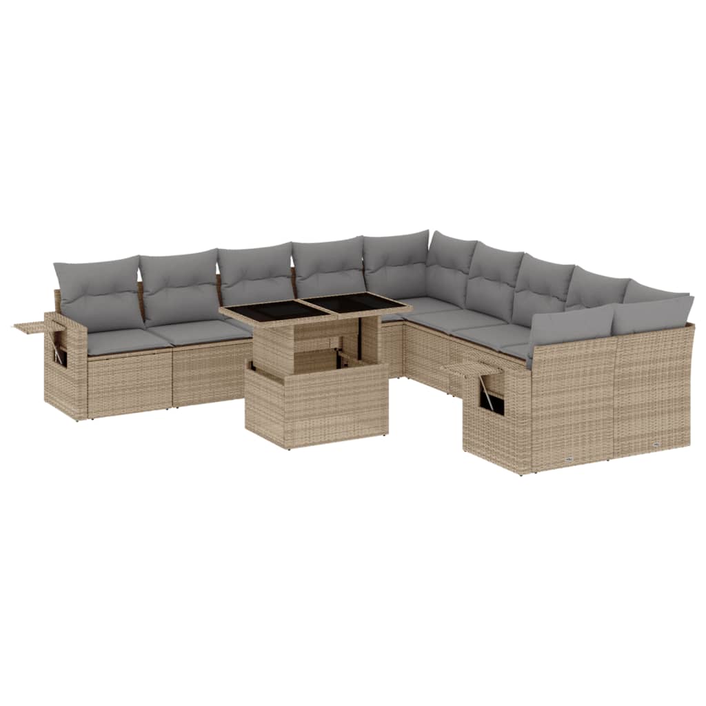 11-delige Tuinset met kussens poly rattan beige is nu te koop bij PeponiXL, paradijselijk wonen!
