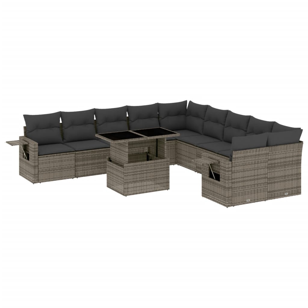 11-delige Loungeset met kussens poly rattan grijs is nu te koop bij PeponiXL, paradijselijk wonen!