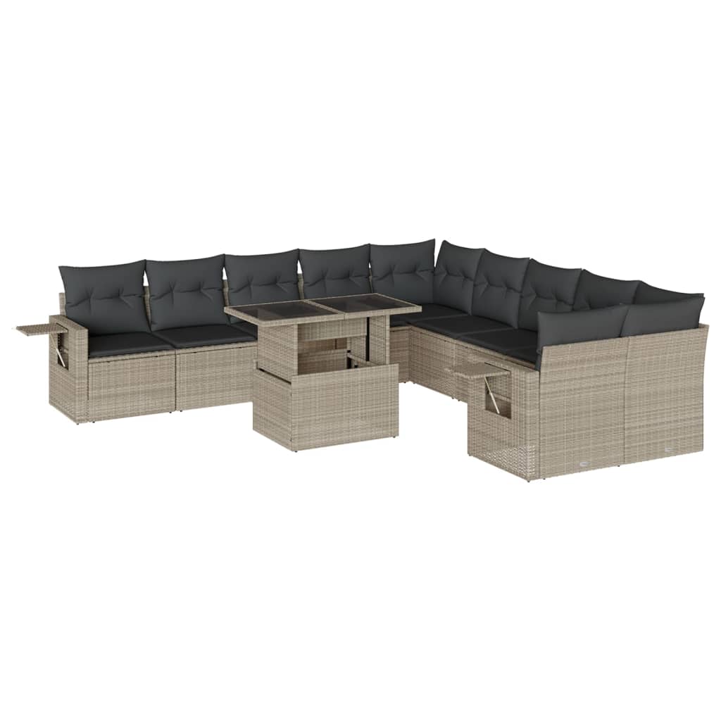 11-delige Loungeset met kussens poly rattan lichtgrijs is nu te koop bij PeponiXL, paradijselijk wonen!
