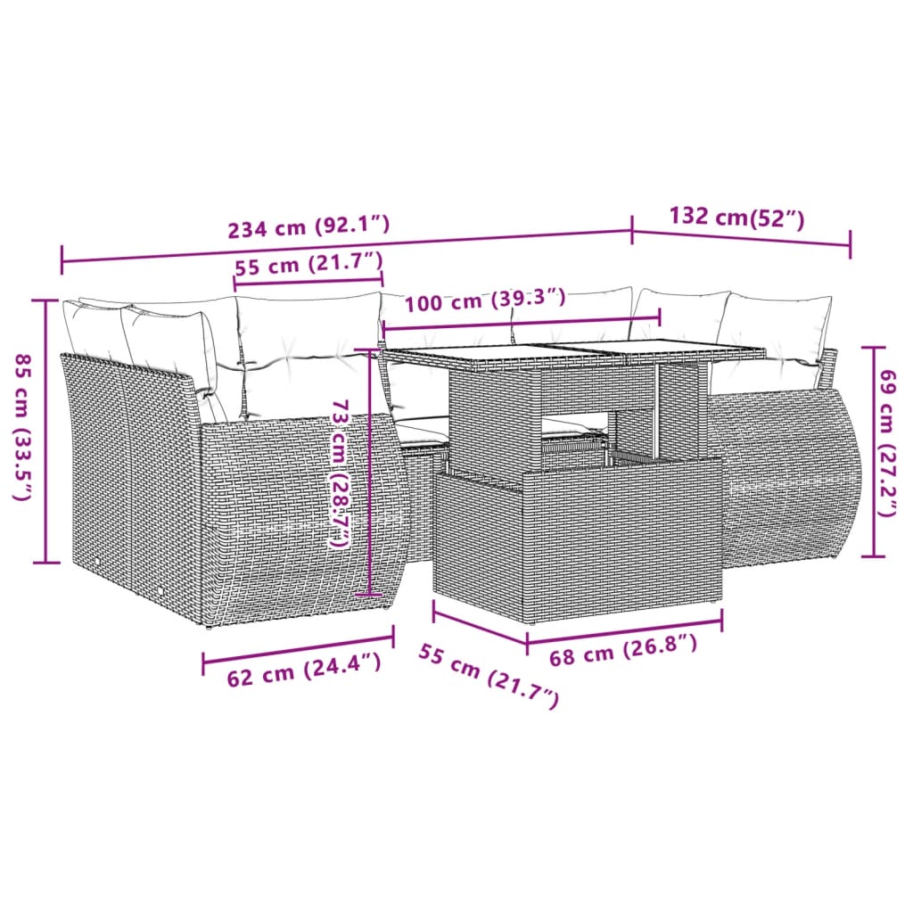 7-delige Loungeset met kussens poly rattan zwart is nu te koop bij PeponiXL, paradijselijk wonen!