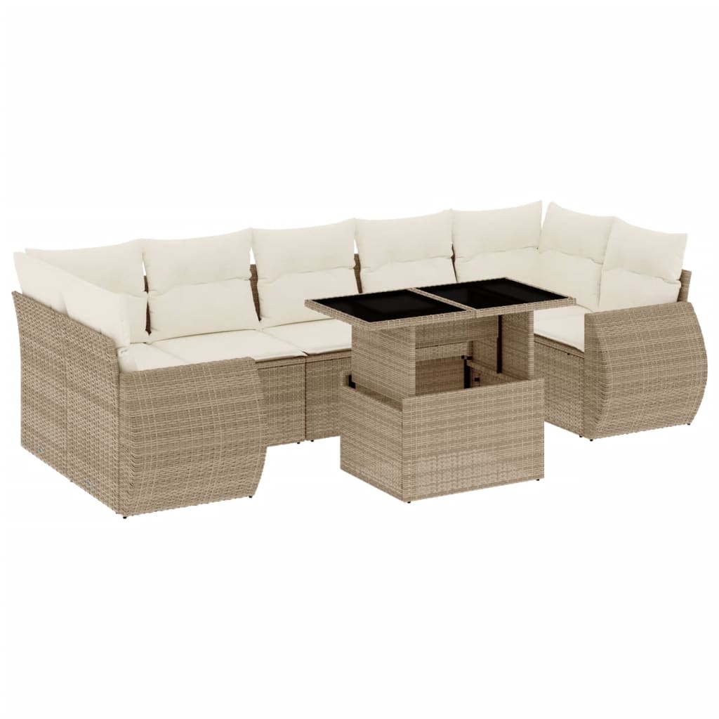8-delige Loungeset met kussens poly rattan beige is nu te koop bij PeponiXL, paradijselijk wonen!