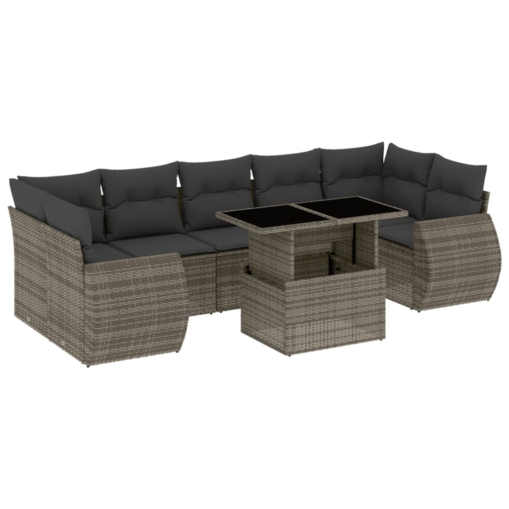 8-delige Loungeset met kussens poly rattan grijs is nu te koop bij PeponiXL, paradijselijk wonen!