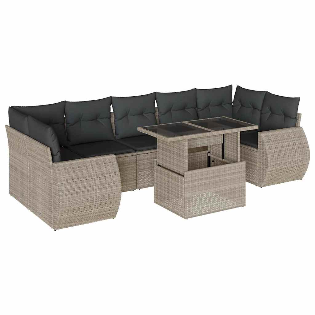 8-delige Loungeset met kussens poly rattan lichtgrijs is nu te koop bij PeponiXL, paradijselijk wonen!