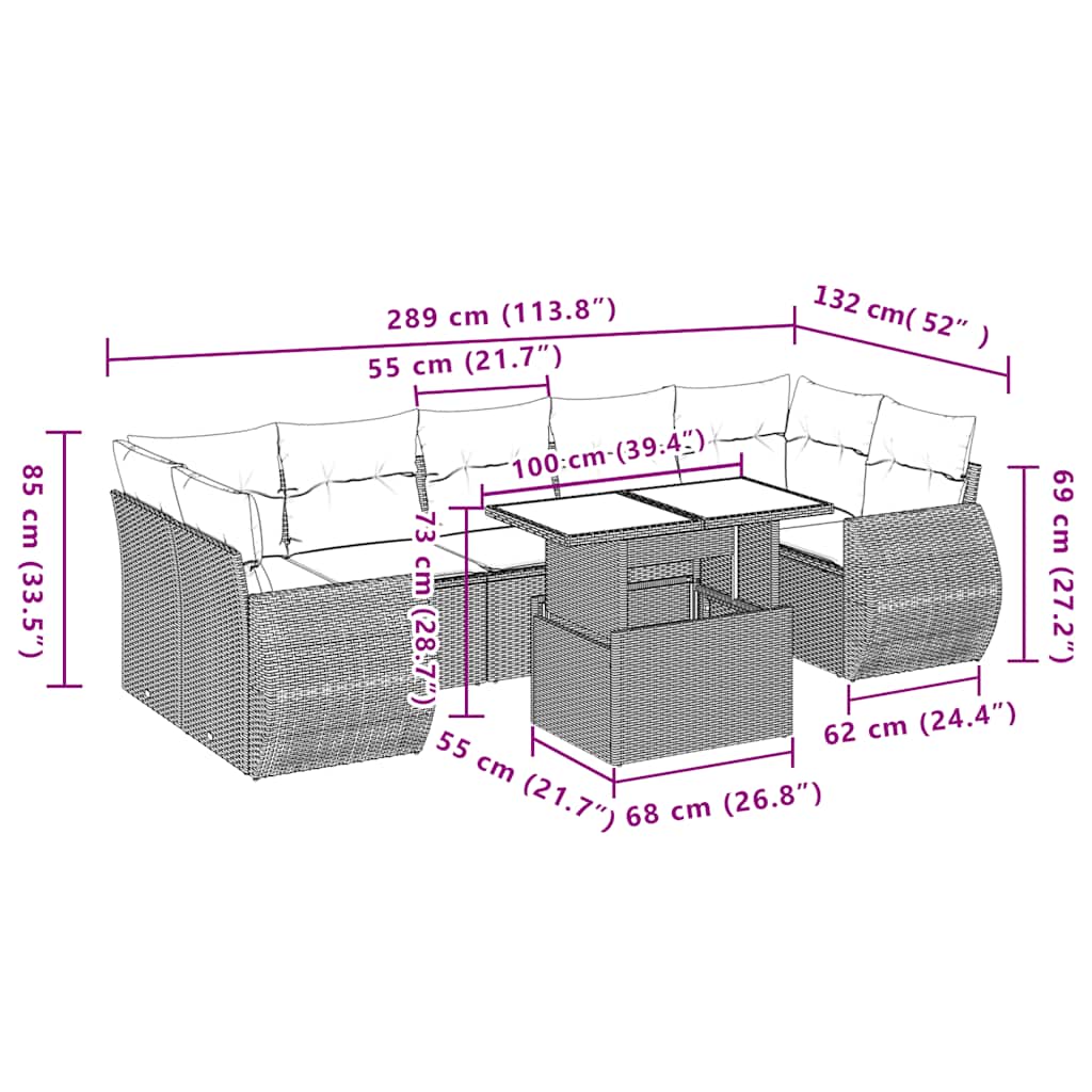 8-delige Loungeset met kussens poly rattan lichtgrijs is nu te koop bij PeponiXL, paradijselijk wonen!