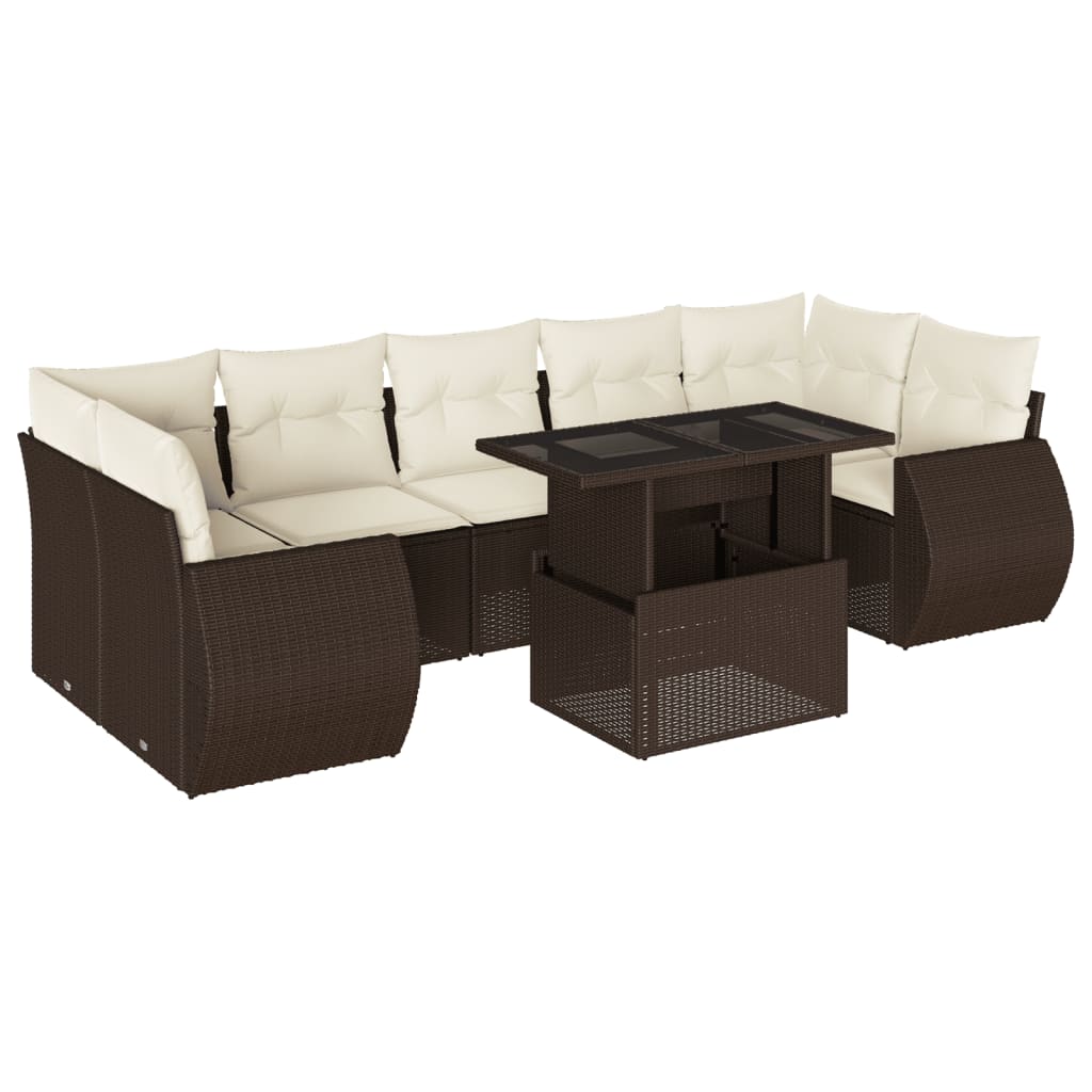 8-delige Loungeset met kussens poly rattan bruin is nu te koop bij PeponiXL, paradijselijk wonen!