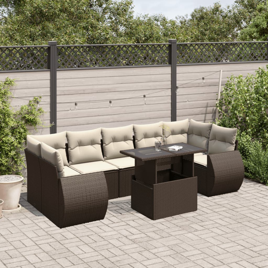 8-delige Loungeset met kussens poly rattan bruin is nu te koop bij PeponiXL, paradijselijk wonen!