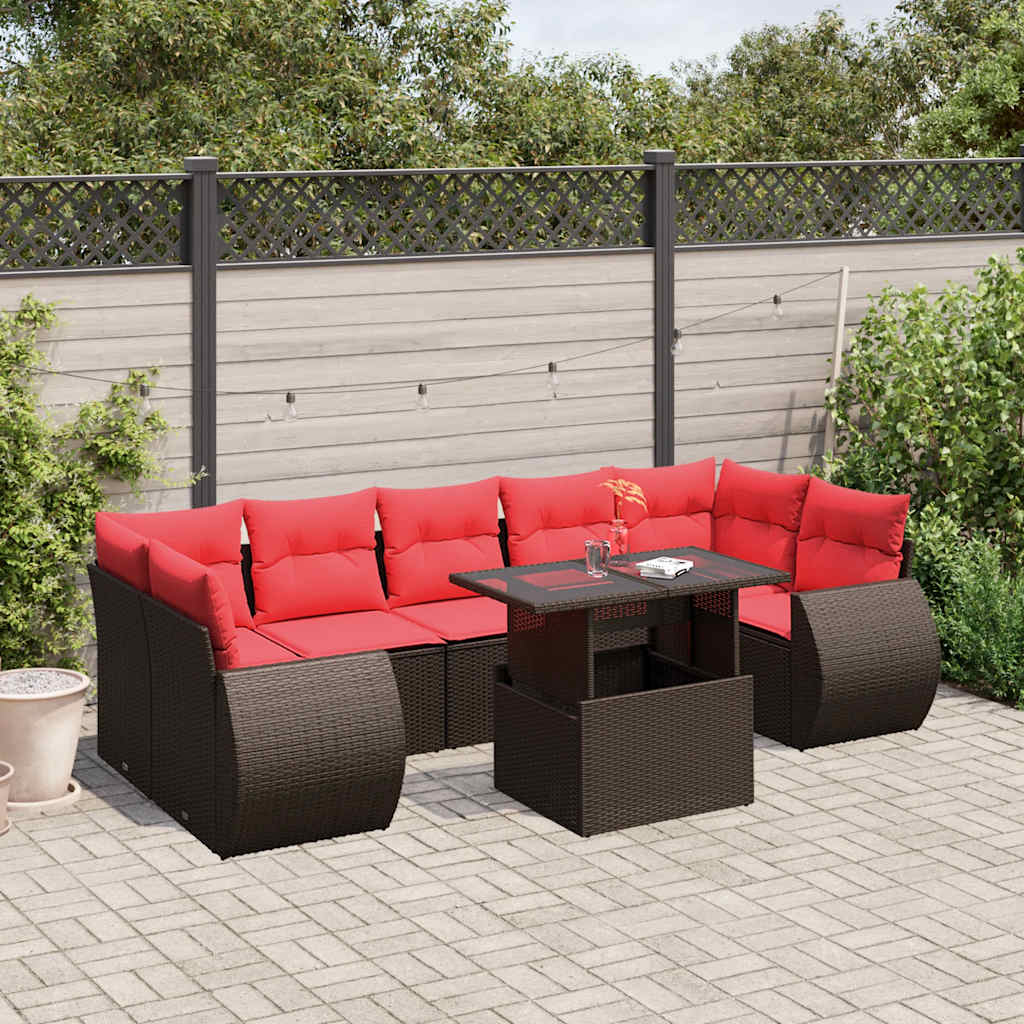8-delige tuinbankset met kussens, bruin polyrotan is nu te koop bij PeponiXL, paradijselijk wonen!