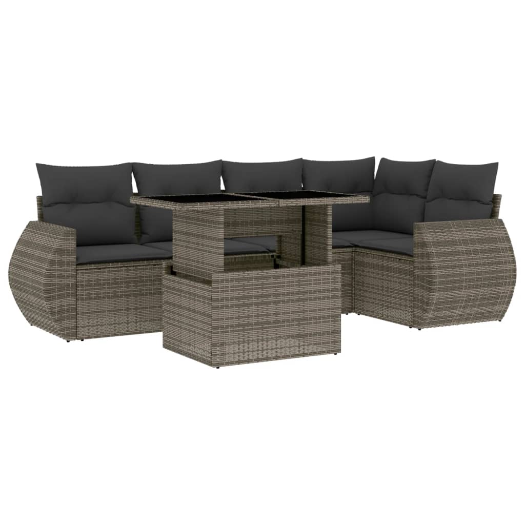 6-delige Loungeset met kussens poly rattan grijs is nu te koop bij PeponiXL, paradijselijk wonen!