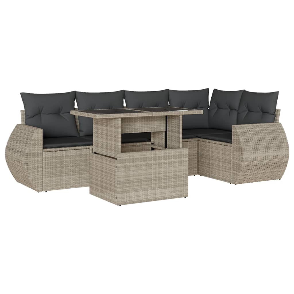 6-delige Loungeset met kussens poly rattan lichtgrijs is nu te koop bij PeponiXL, paradijselijk wonen!