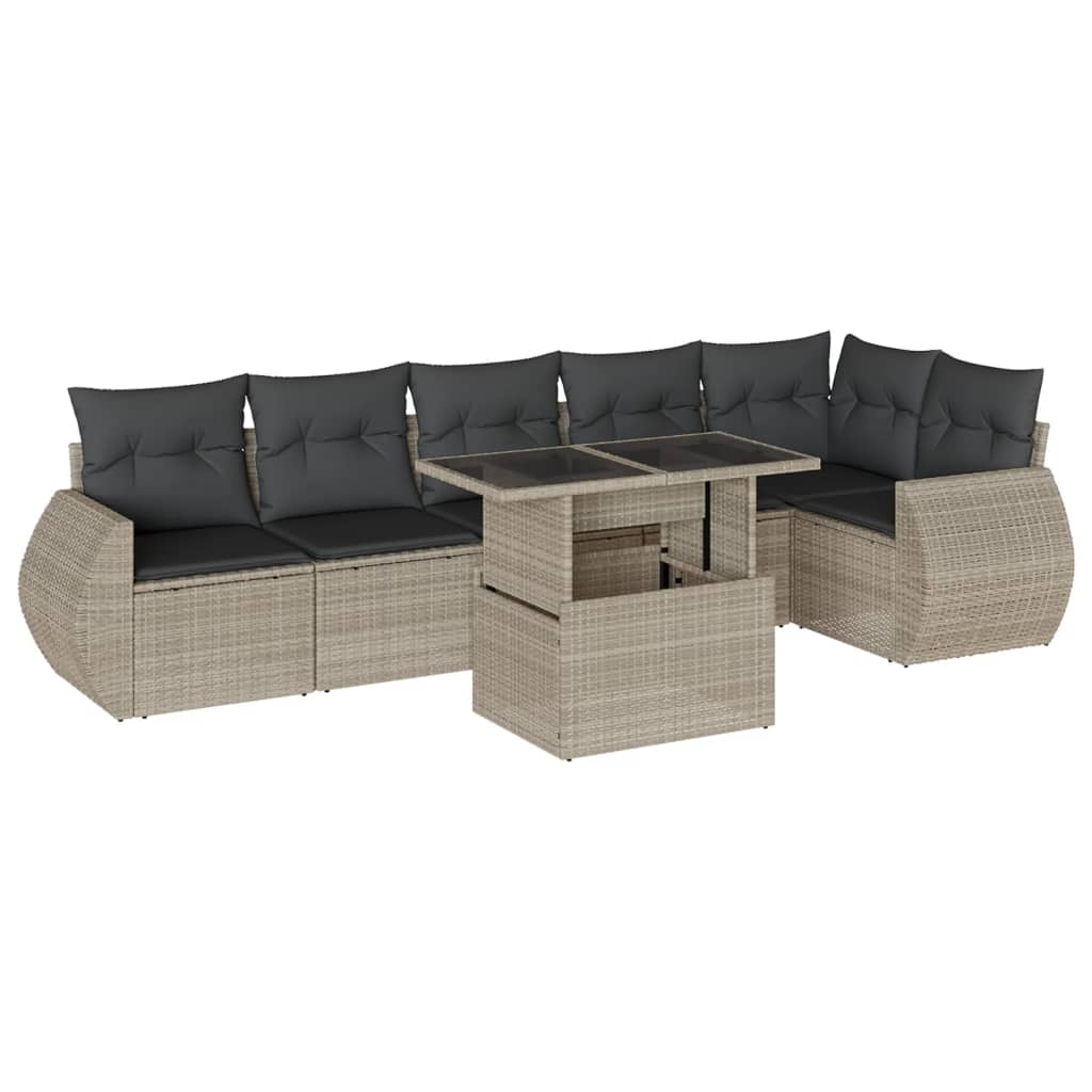 7-delige Loungeset met kussens poly rattan lichtgrijs is nu te koop bij PeponiXL, paradijselijk wonen!