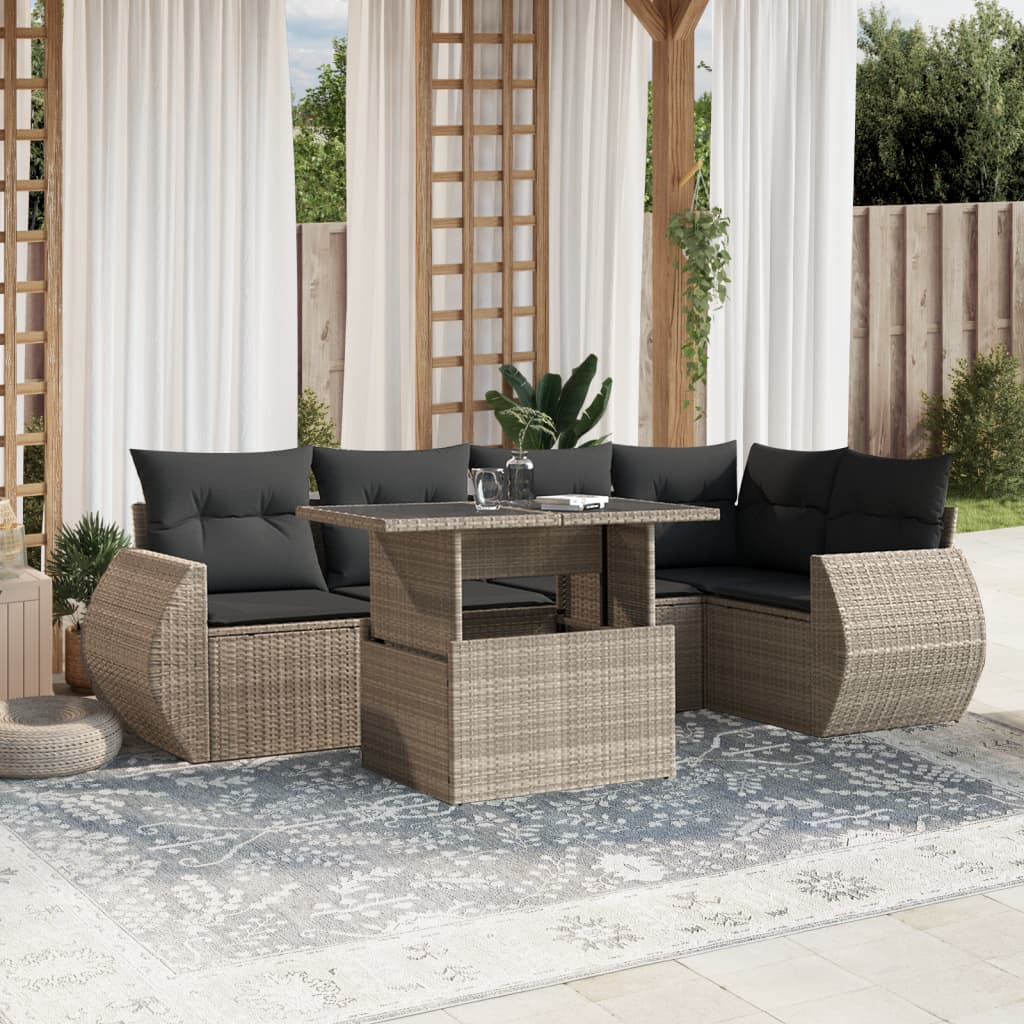 7-delige Loungeset met kussens poly rattan lichtgrijs is nu te koop bij PeponiXL, paradijselijk wonen!