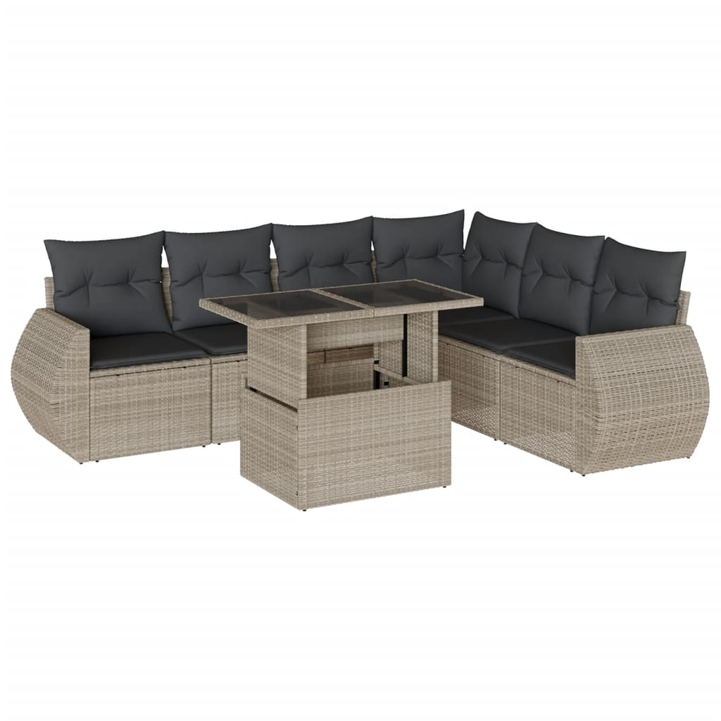 7-delige Loungeset met kussens poly rattan lichtgrijs is nu te koop bij PeponiXL, paradijselijk wonen!