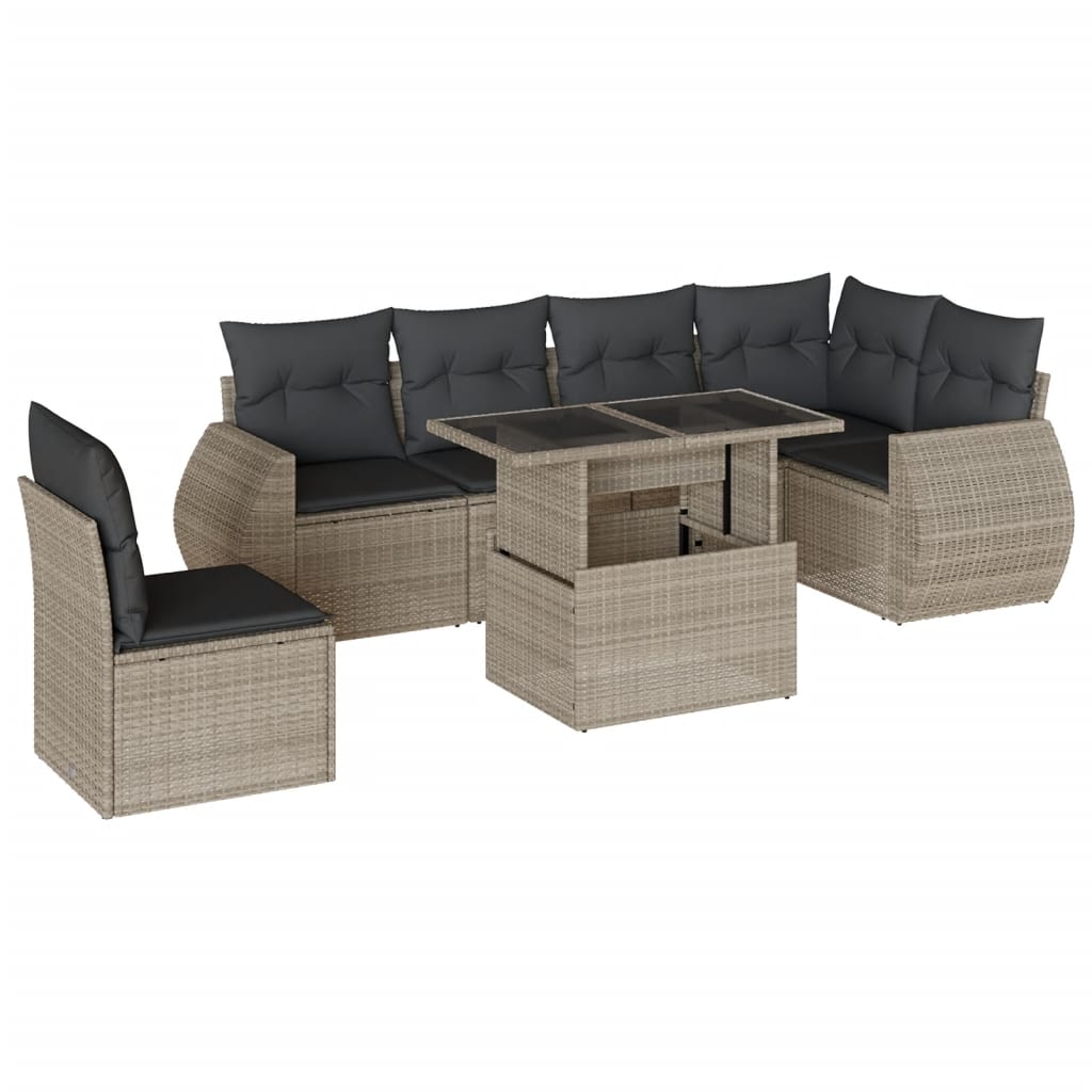 7-delige Loungeset met kussens poly rattan lichtgrijs is nu te koop bij PeponiXL, paradijselijk wonen!