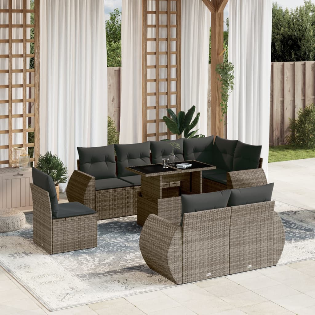 9-delige Loungeset met kussens poly rattan grijs is nu te koop bij PeponiXL, paradijselijk wonen!