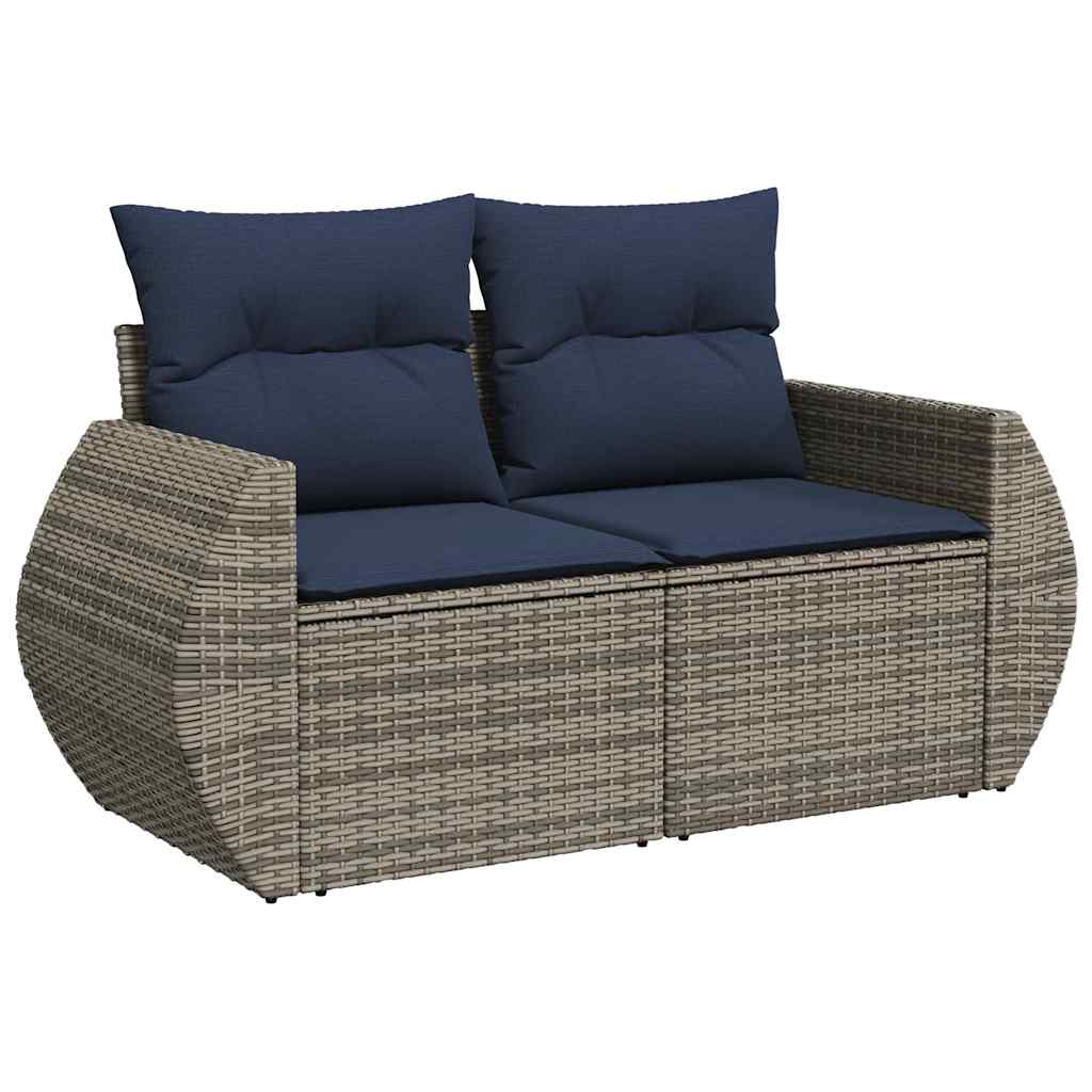 9-delige tuinbankset met kussens, grijs polyrotan is nu te koop bij PeponiXL, paradijselijk wonen!