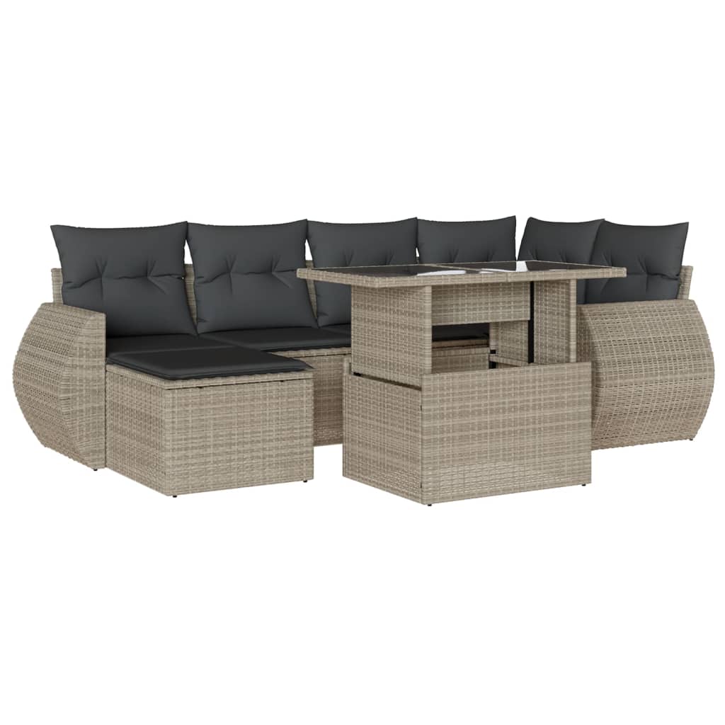 7-delige Loungeset met kussens poly rattan lichtgrijs is nu te koop bij PeponiXL, paradijselijk wonen!