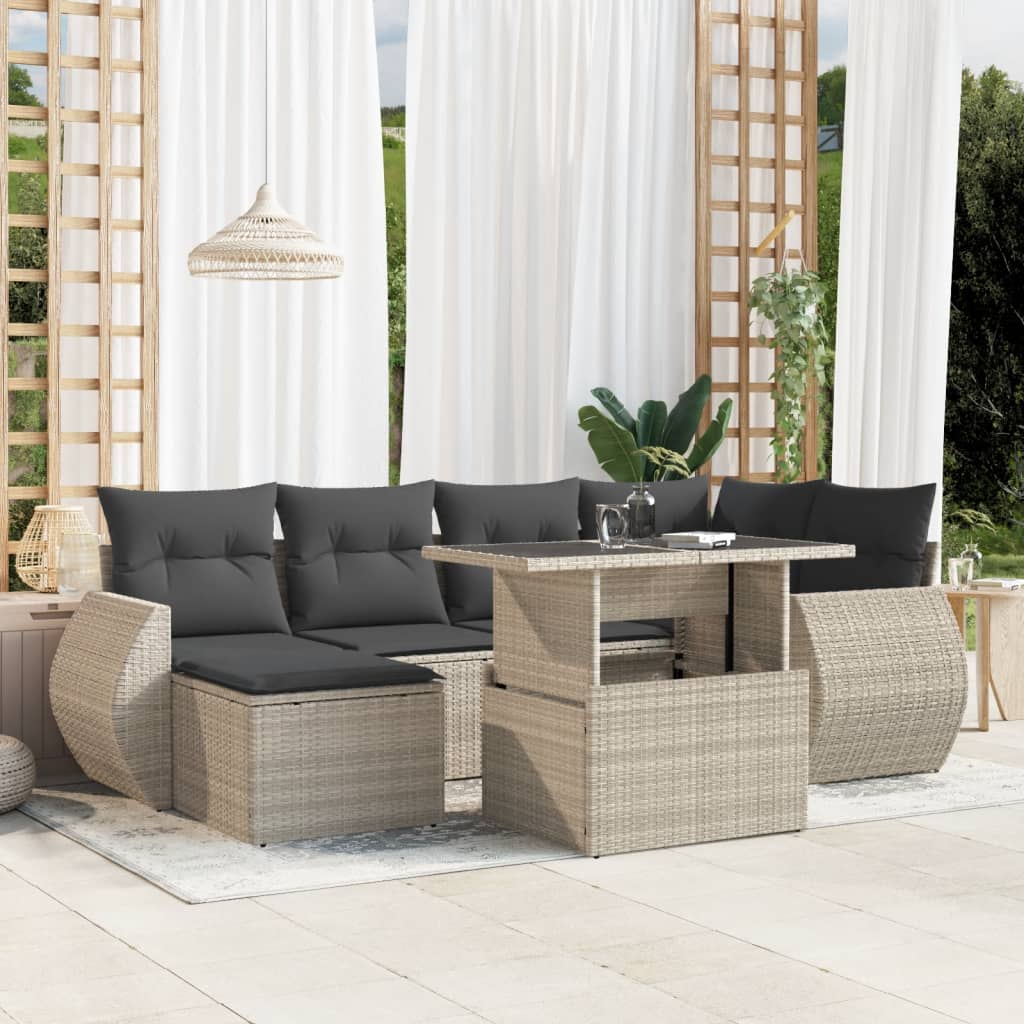 7-delige Loungeset met kussens poly rattan lichtgrijs is nu te koop bij PeponiXL, paradijselijk wonen!
