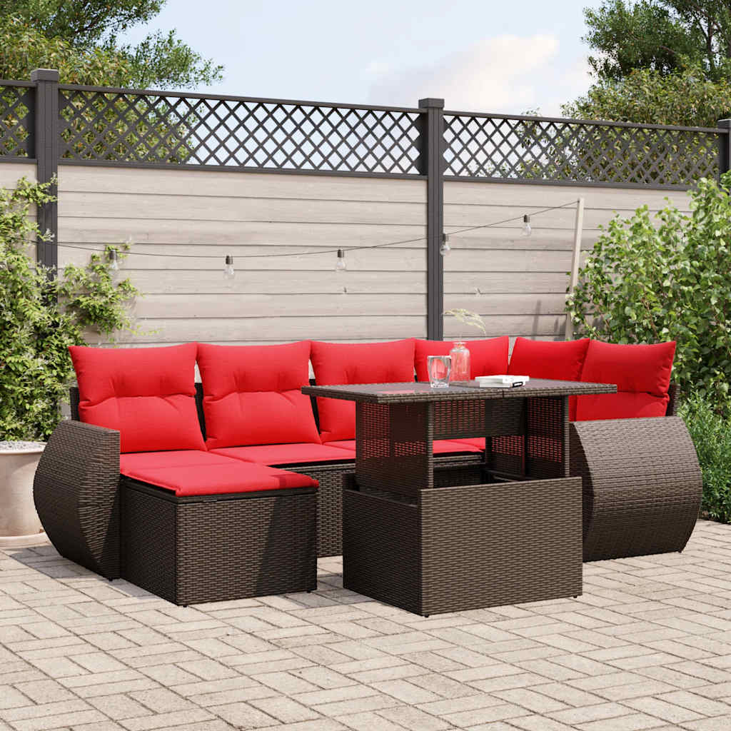 7-delige tuinbankset met kussens, bruin polyrotan is nu te koop bij PeponiXL, paradijselijk wonen!