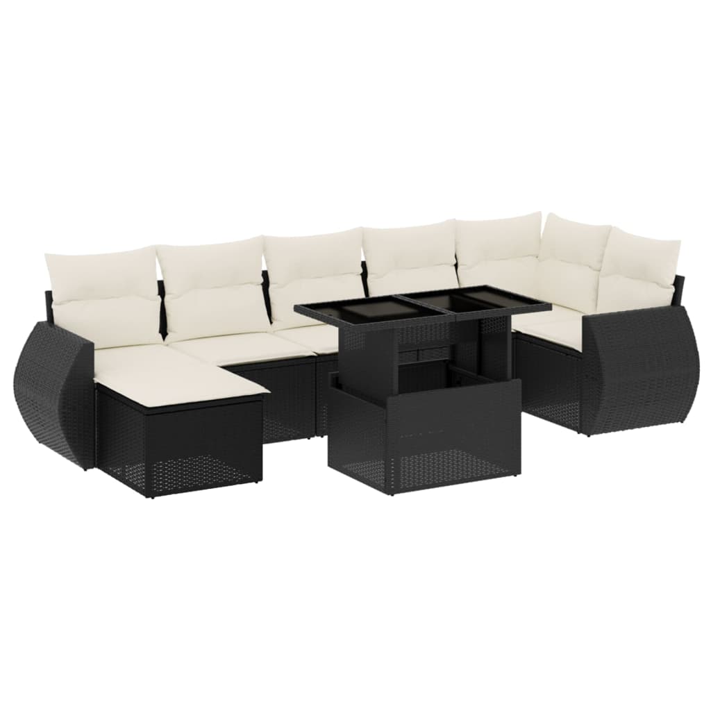 8-delige Loungeset met kussens poly rattan zwart is nu te koop bij PeponiXL, paradijselijk wonen!