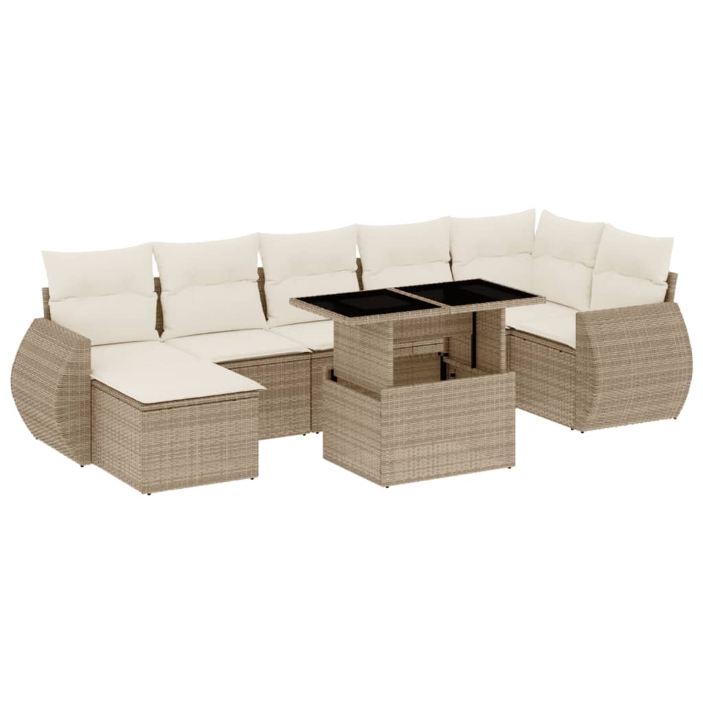 8-delige Loungeset met kussens poly rattan beige is nu te koop bij PeponiXL, paradijselijk wonen!