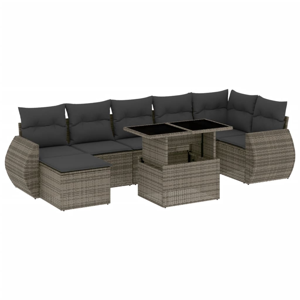 8-delige Loungeset met kussens poly rattan grijs is nu te koop bij PeponiXL, paradijselijk wonen!