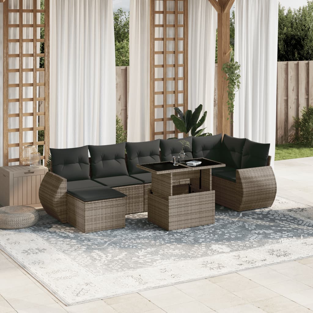 8-delige Loungeset met kussens poly rattan grijs is nu te koop bij PeponiXL, paradijselijk wonen!
