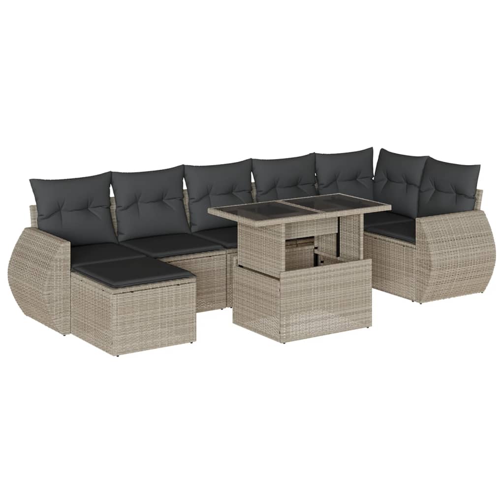 8-delige Loungeset met kussens poly rattan lichtgrijs is nu te koop bij PeponiXL, paradijselijk wonen!