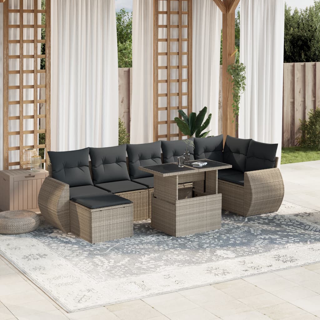 8-delige Loungeset met kussens poly rattan lichtgrijs is nu te koop bij PeponiXL, paradijselijk wonen!