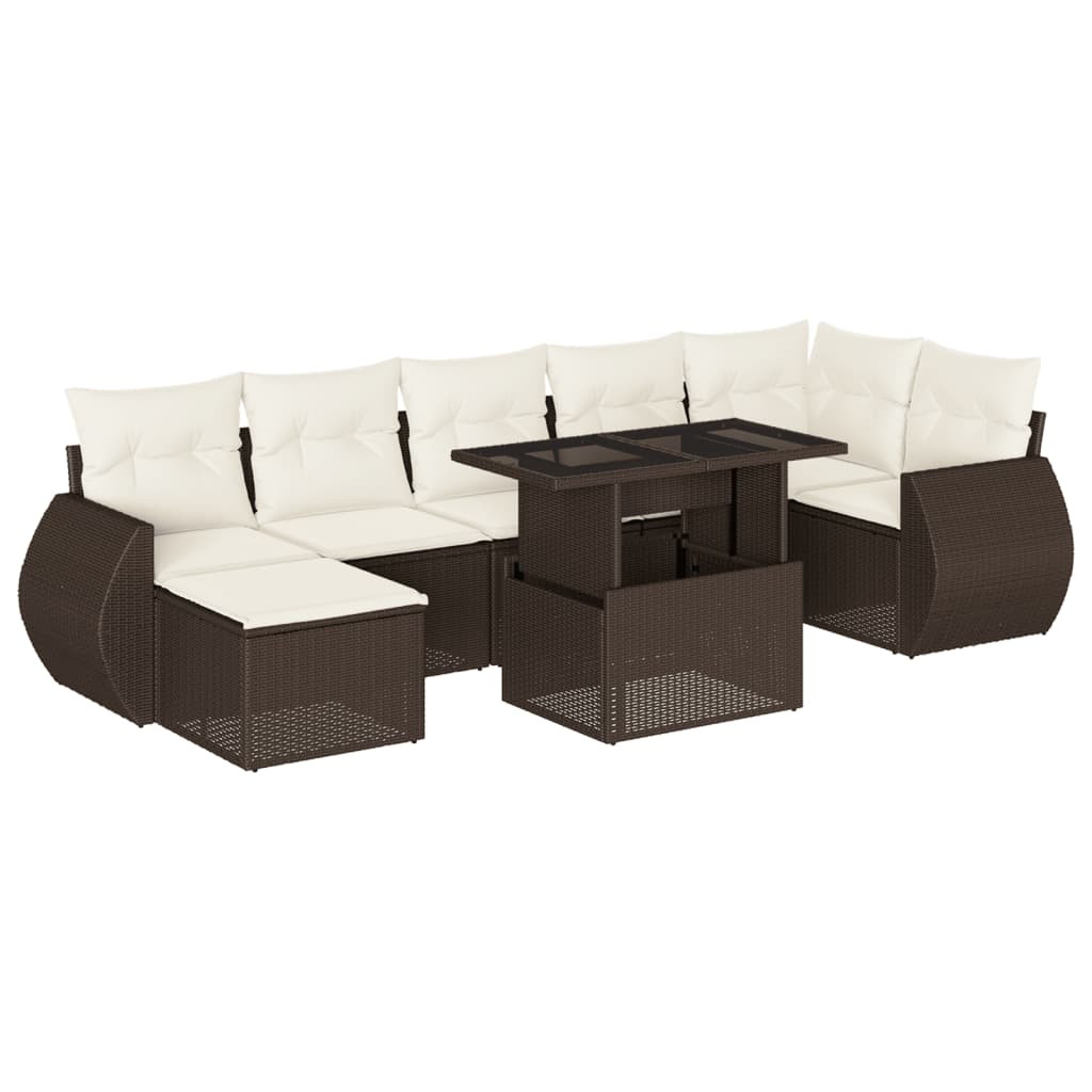 8-delige Loungeset met kussens poly rattan bruin is nu te koop bij PeponiXL, paradijselijk wonen!