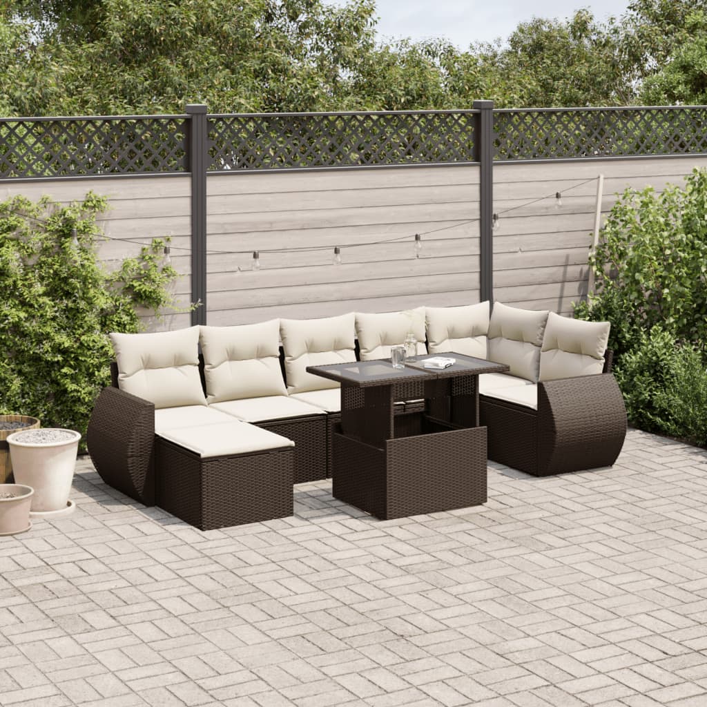 8-delige Loungeset met kussens poly rattan bruin is nu te koop bij PeponiXL, paradijselijk wonen!