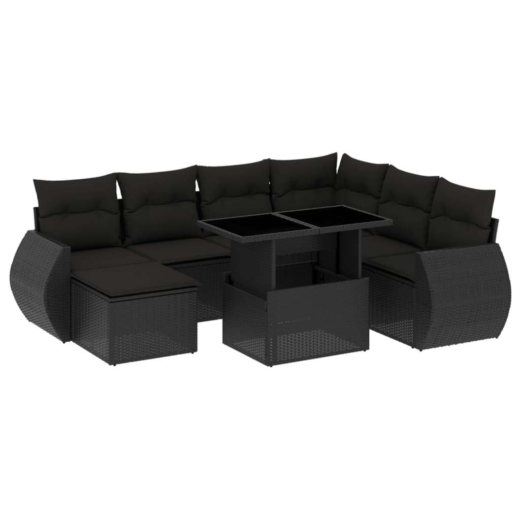 8-delige Loungeset met kussens poly rattan zwart is nu te koop bij PeponiXL, paradijselijk wonen!