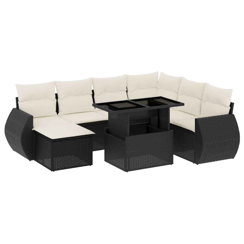 8-delige Loungeset met kussens poly rattan zwart is nu te koop bij PeponiXL, paradijselijk wonen!