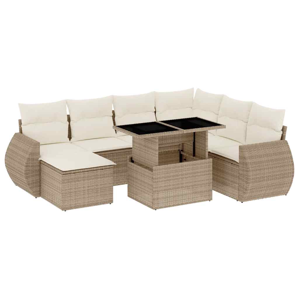 8-delige Loungeset met kussens poly rattan beige is nu te koop bij PeponiXL, paradijselijk wonen!