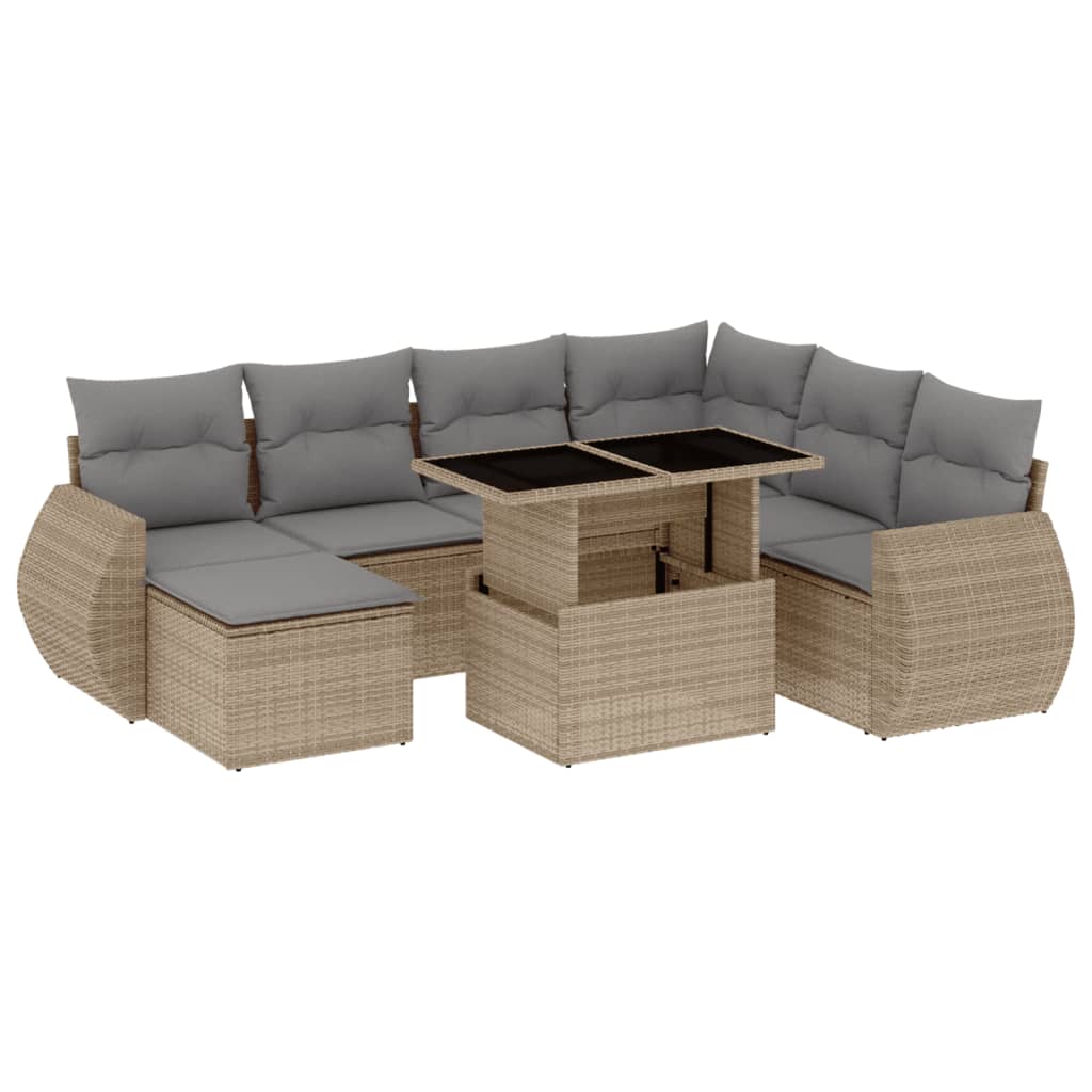 8-delige Loungeset met kussens poly rattan beige is nu te koop bij PeponiXL, paradijselijk wonen!