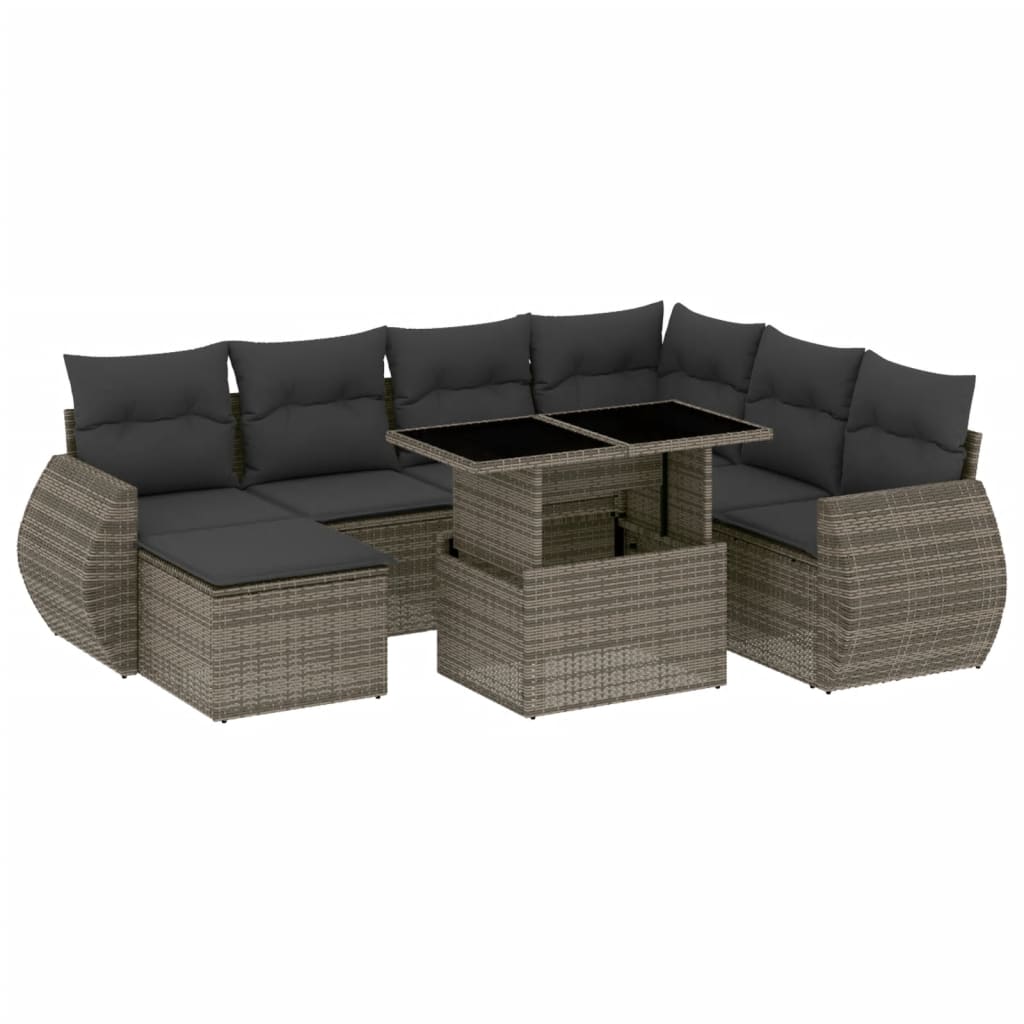 8-delige Loungeset met kussens poly rattan grijs is nu te koop bij PeponiXL, paradijselijk wonen!