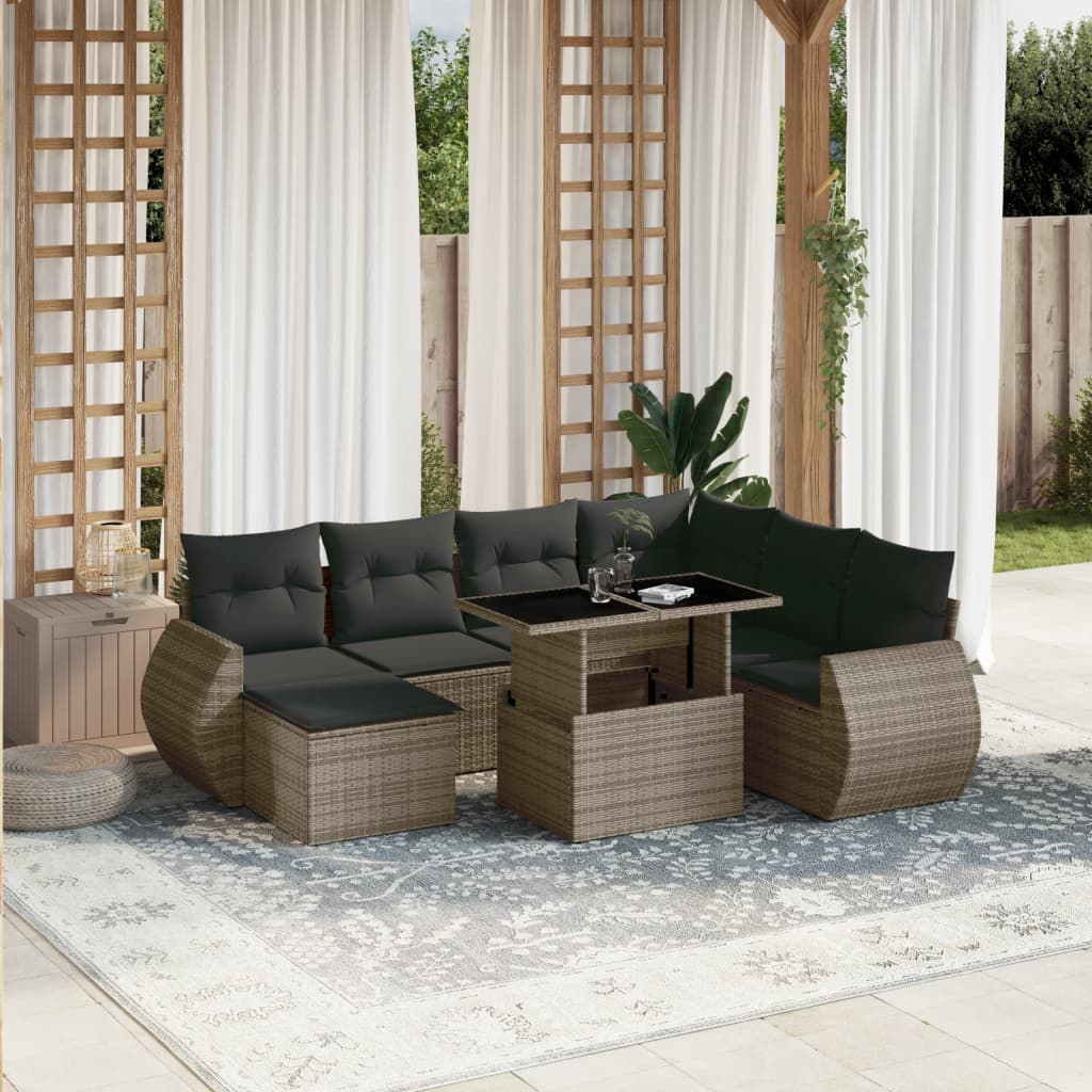 8-delige Loungeset met kussens poly rattan grijs is nu te koop bij PeponiXL, paradijselijk wonen!