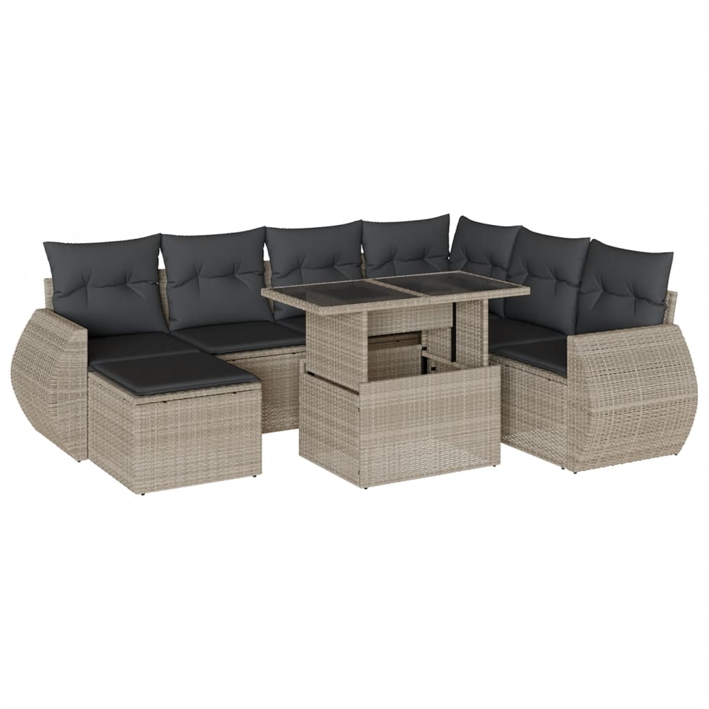8-delige Loungeset met kussens poly rattan lichtgrijs is nu te koop bij PeponiXL, paradijselijk wonen!