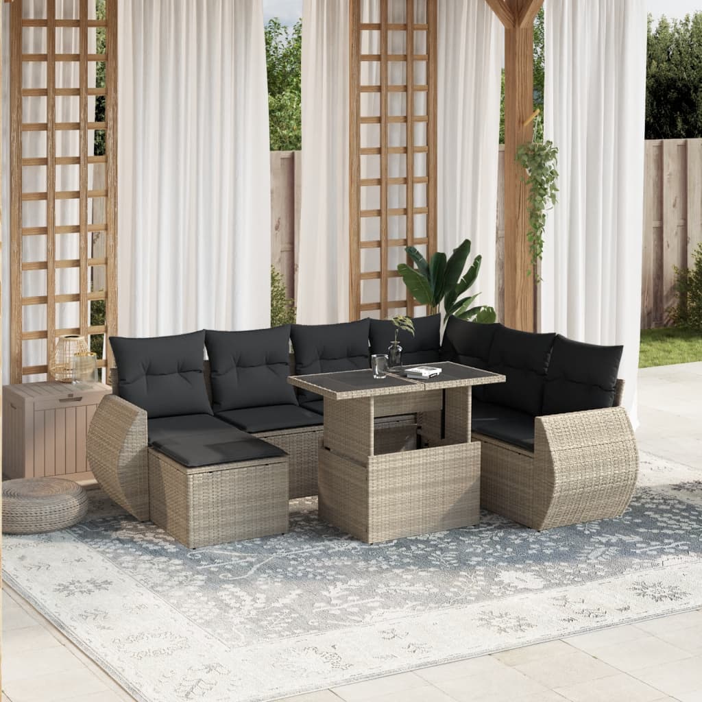 8-delige Loungeset met kussens poly rattan lichtgrijs is nu te koop bij PeponiXL, paradijselijk wonen!