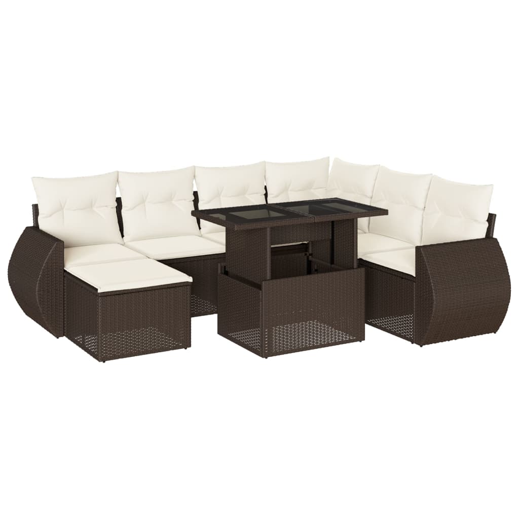 8-delige Loungeset met kussens poly rattan bruin is nu te koop bij PeponiXL, paradijselijk wonen!