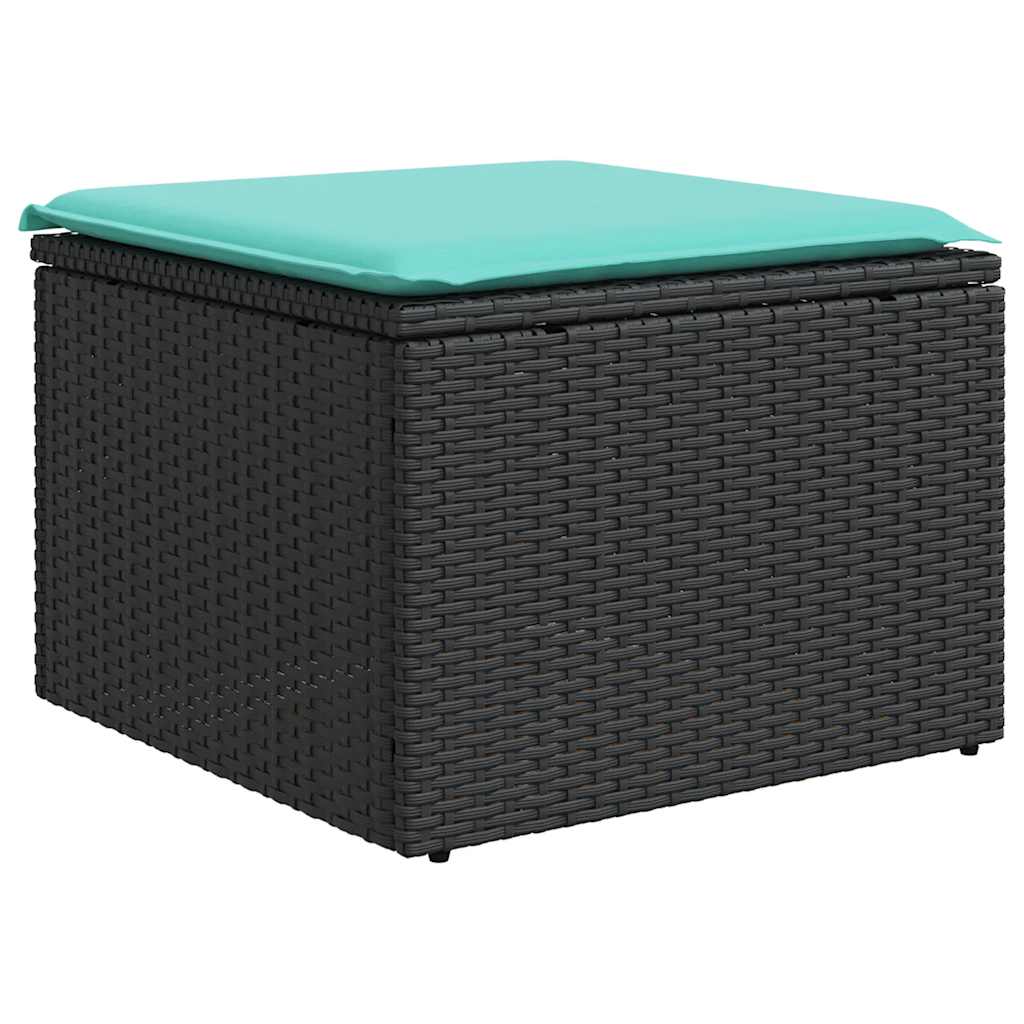 10-delige tuinbankset met kussens van zwart polyrotan is nu te koop bij PeponiXL, paradijselijk wonen!
