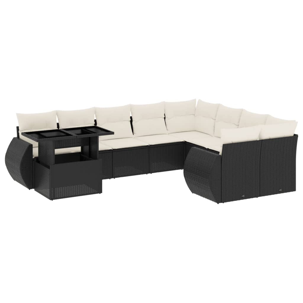 10-delige Loungeset met kussens poly rattan zwart is nu te koop bij PeponiXL, paradijselijk wonen!