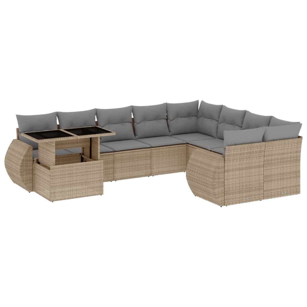 10-delige Loungeset met kussens poly rattan beige is nu te koop bij PeponiXL, paradijselijk wonen!