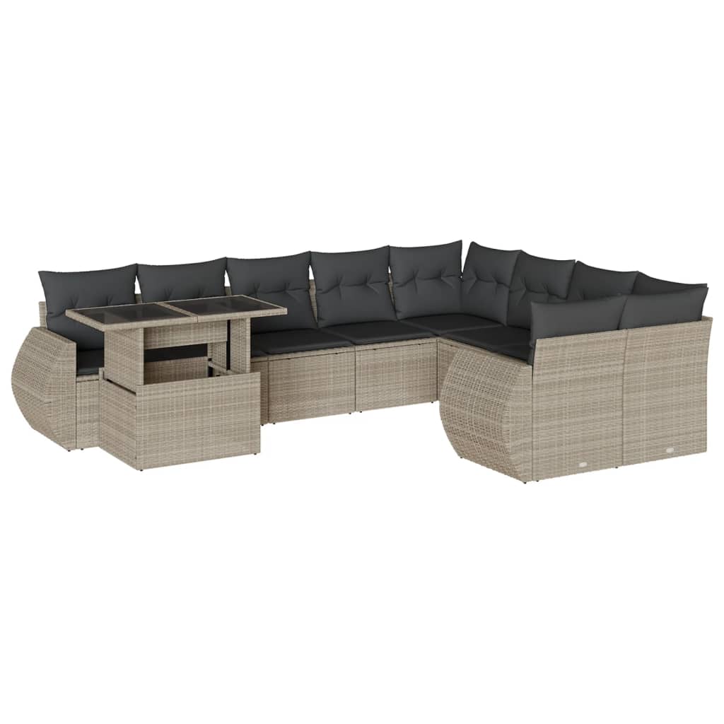 10-delige Loungeset met kussens poly rattan lichtgrijs is nu te koop bij PeponiXL, paradijselijk wonen!