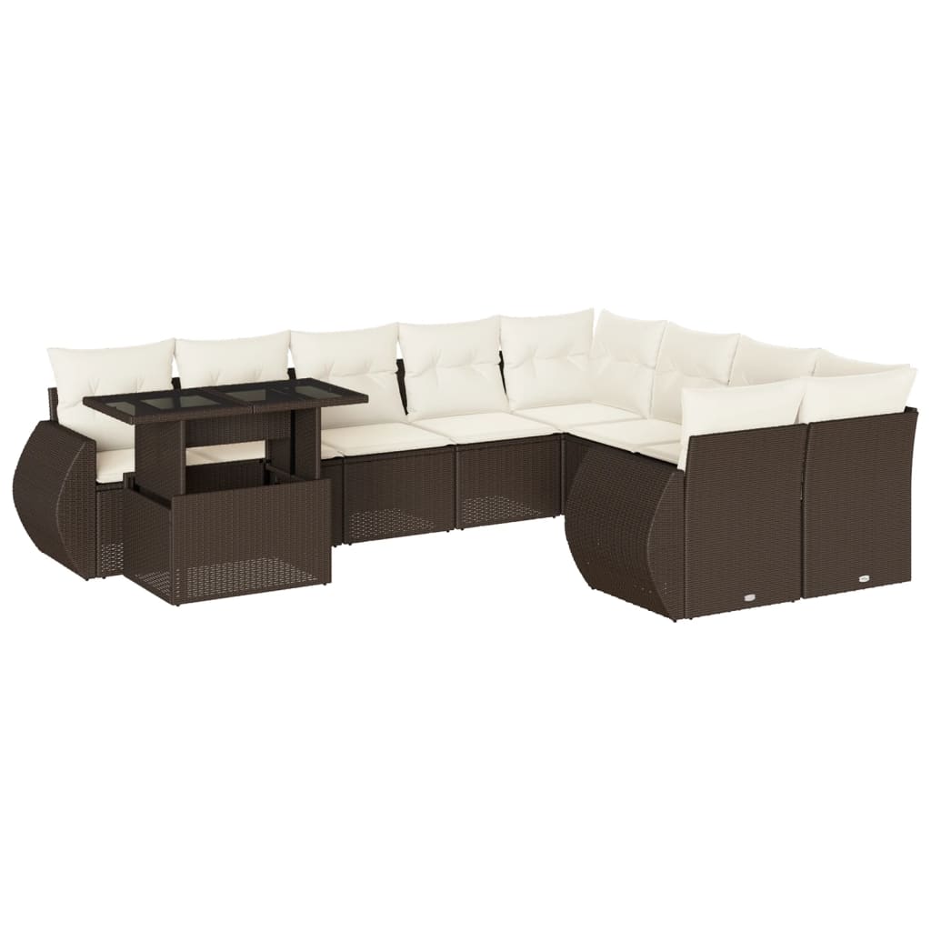 10-delige Loungeset met kussens poly rattan bruin is nu te koop bij PeponiXL, paradijselijk wonen!