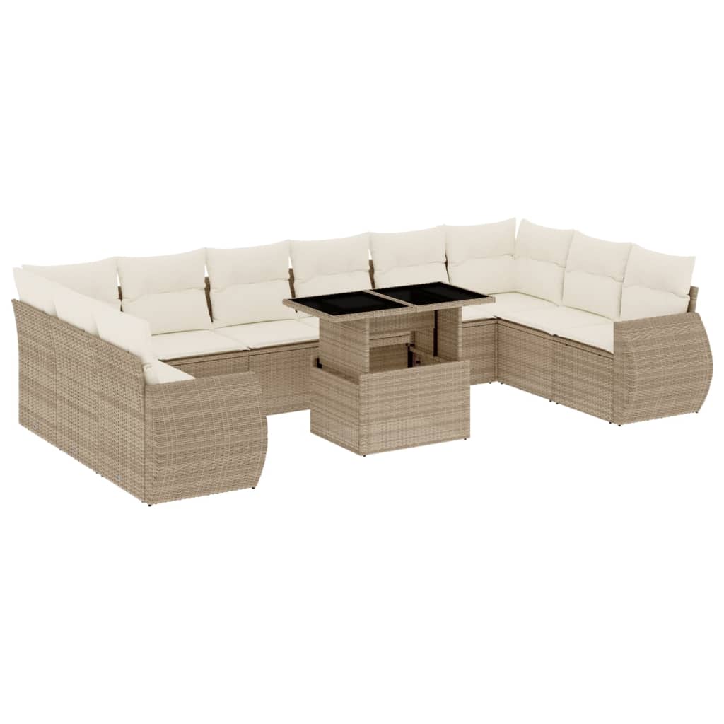 11-delige Tuinset met kussens poly rattan beige is nu te koop bij PeponiXL, paradijselijk wonen!